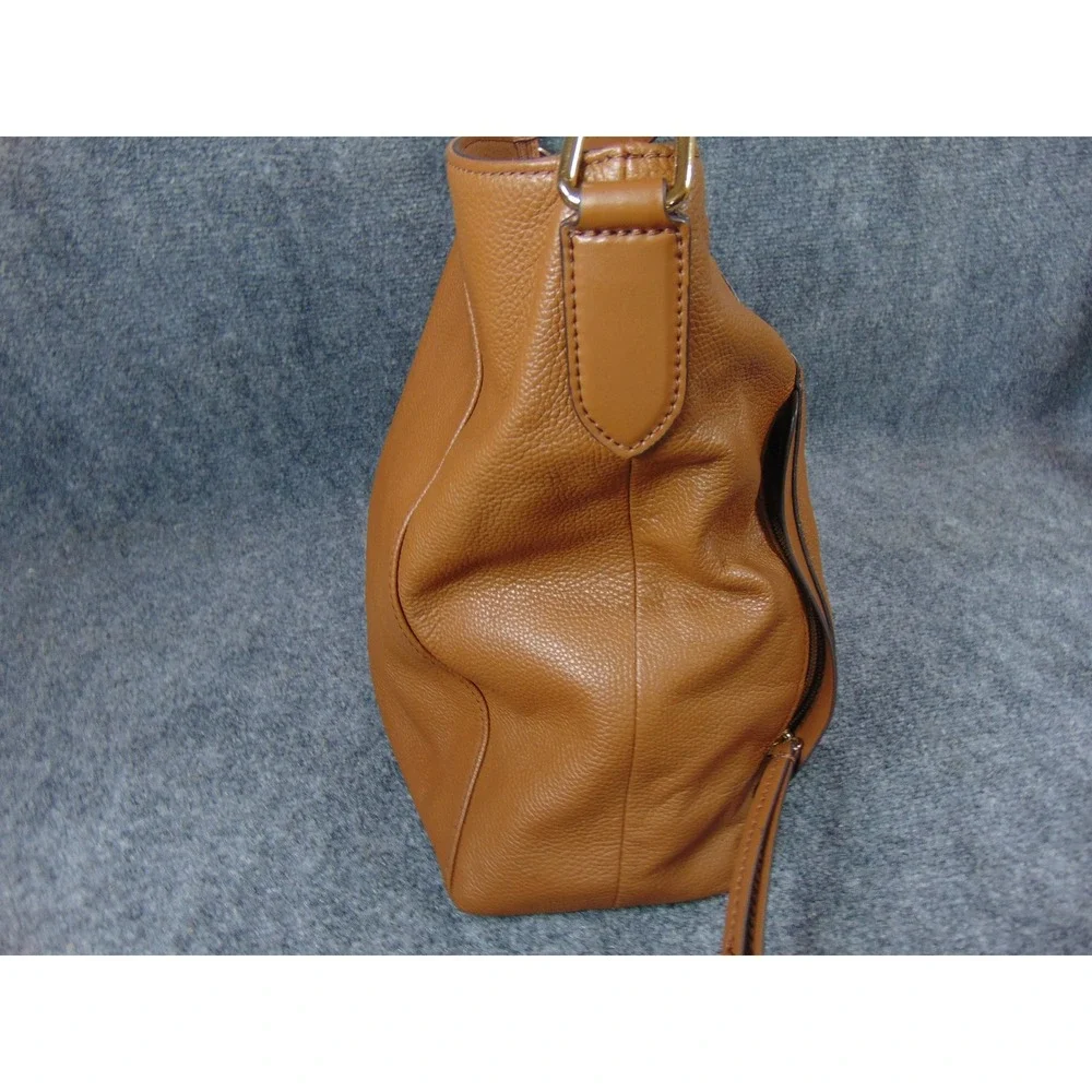 Michael Kors Bedford Purse‎ Brown Pebbled Leather Shoulder Bag Zip Top